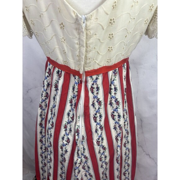 Vtg 70s Princess Kaiulani Hawaiian Maxi Floral Dress M Short Puff Sleeves Eyelet - Picture 6 of 16